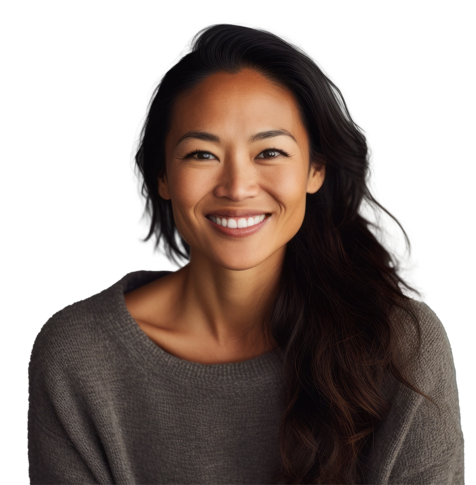 smiling young woman with long dark hair